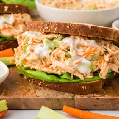 chicken salad on wheat bread with celery and lettuce