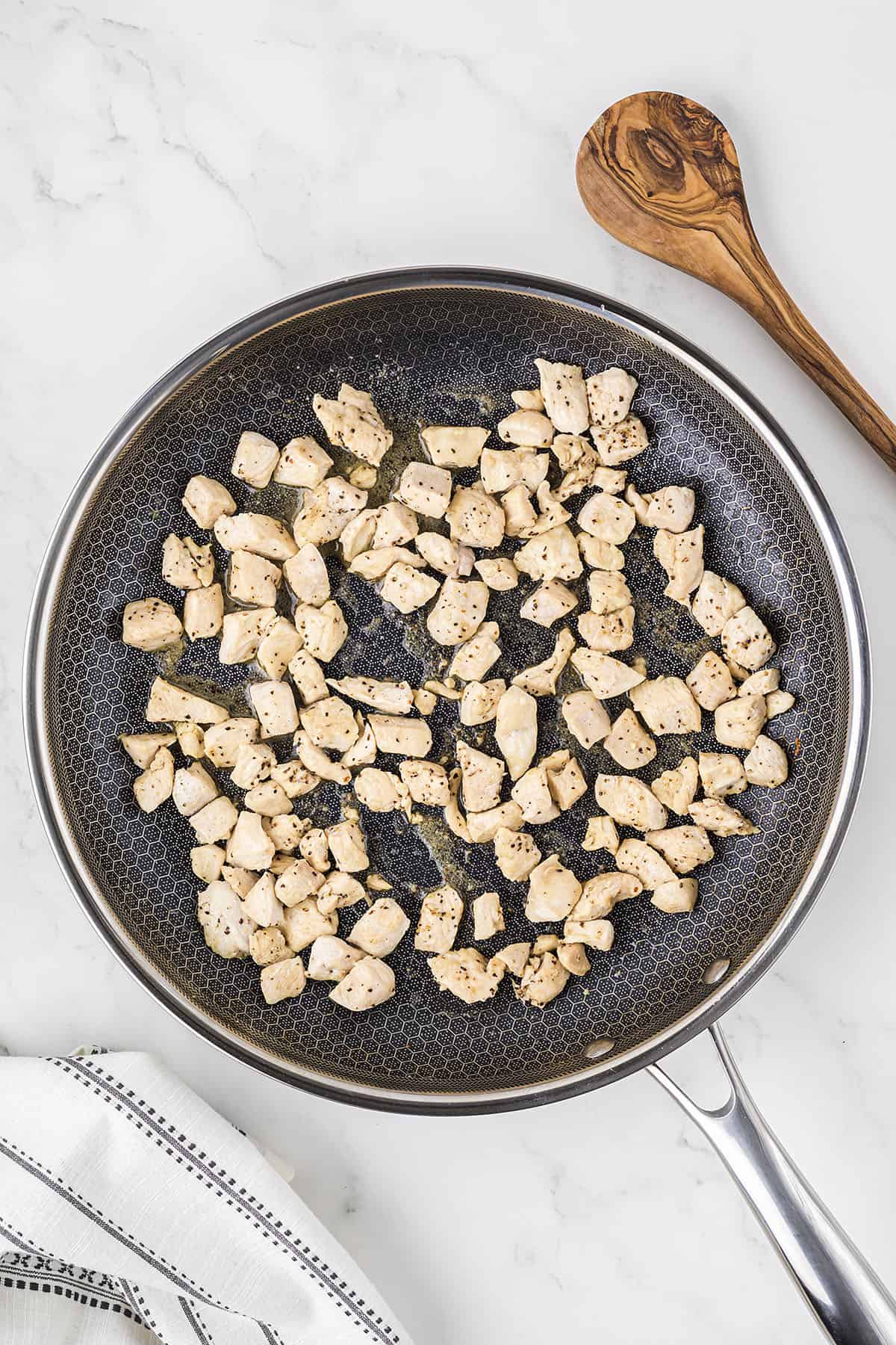 Chicken in skillet.