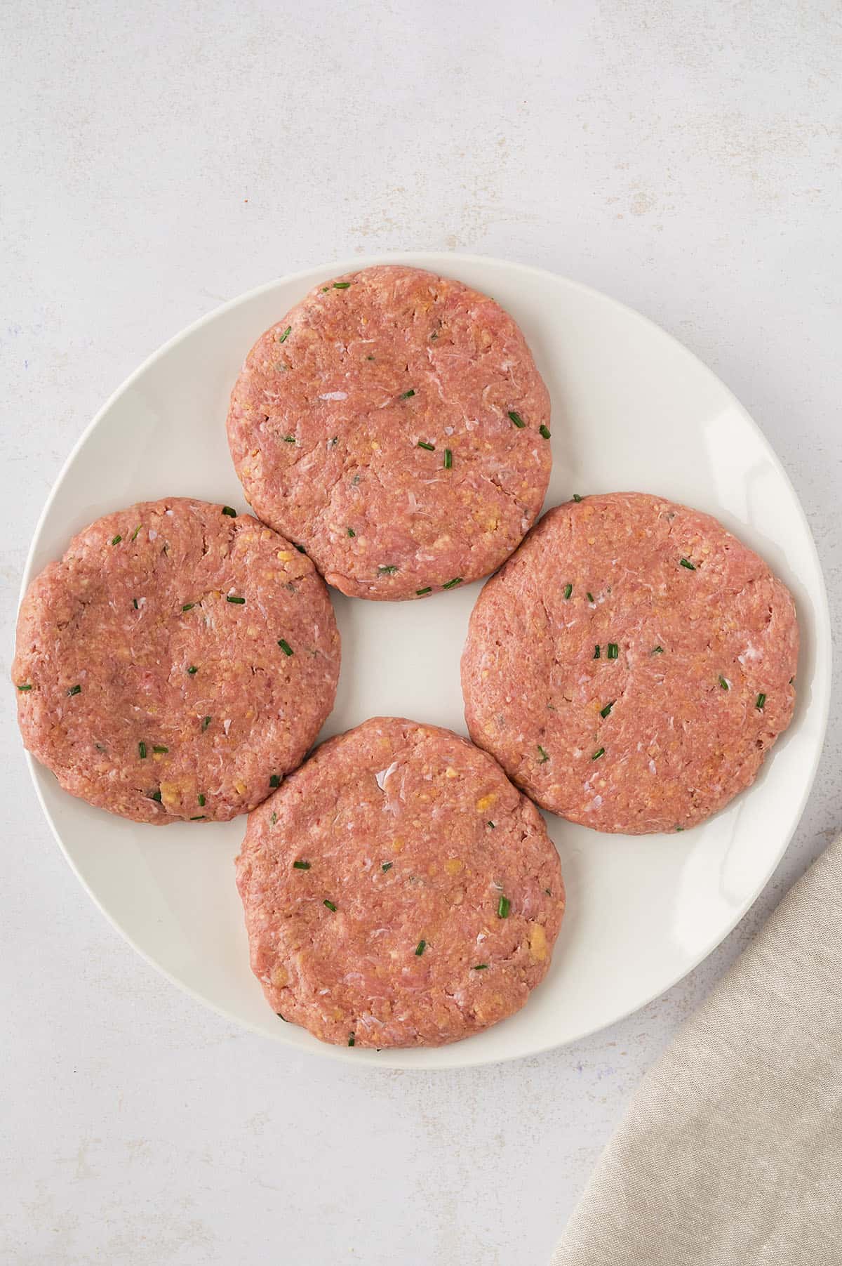 Turkey patties on plate.