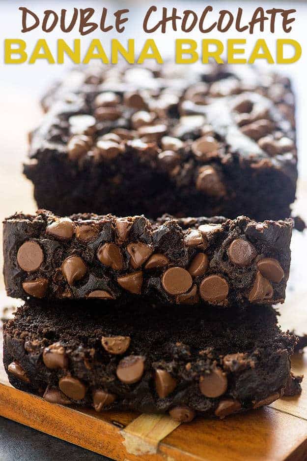 chocolate banana bread on cutting board