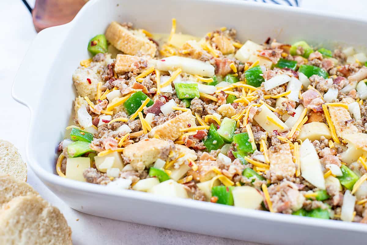 casserole in baking dish.