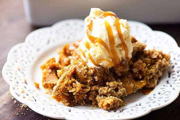 We were looking for something besides pie to make and this pumpkin cobbler was perfect! It has a crumbly oat topping and a creamy pumpkin filling! Love it!