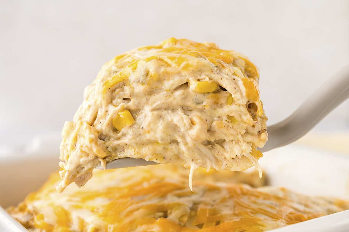 Creamy & Cheesy Chicken Enchilada Casserole | Buns In My Oven