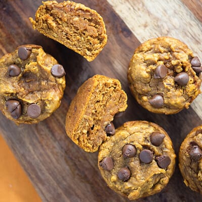 With a custard-like center, these chocolate chip pumpkin muffins are just as good as your favorite pie, without all the guilt!