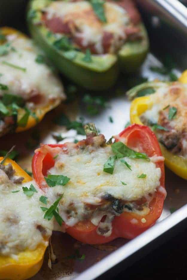 Lasagna stuffed peppers are so good and perfect for a low carb keto diet!