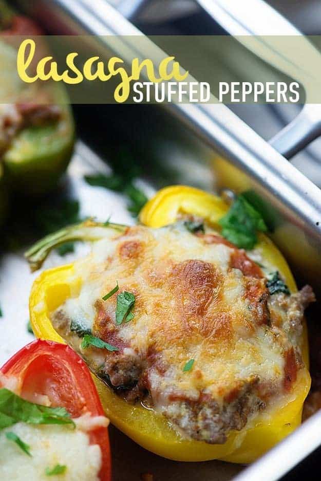 These low carb stuffed peppers are a great keto recipe! Like a low carb lasagna and they're super easy, too! 