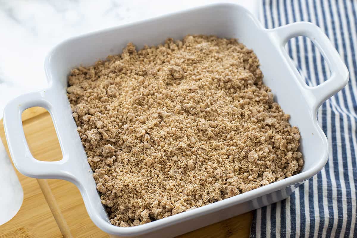 Banana coffee cake in 9x9 pan.