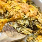 Green bean casserole with cheese! This green bean casserole recipe is so easy and there are NO cans of soup!