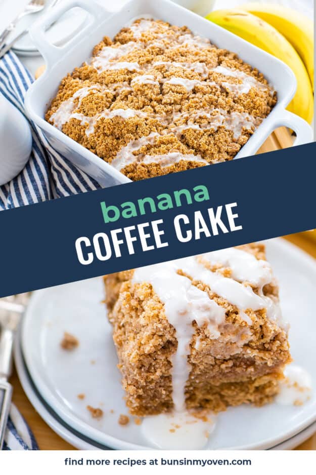 Collage of banana coffee cake images.