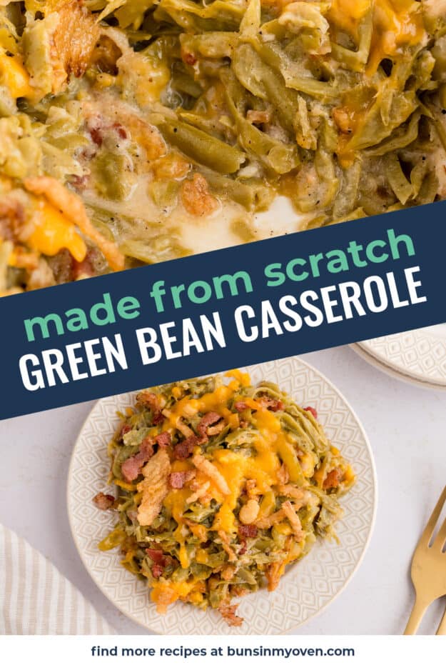 Collage of green bean casserole images.