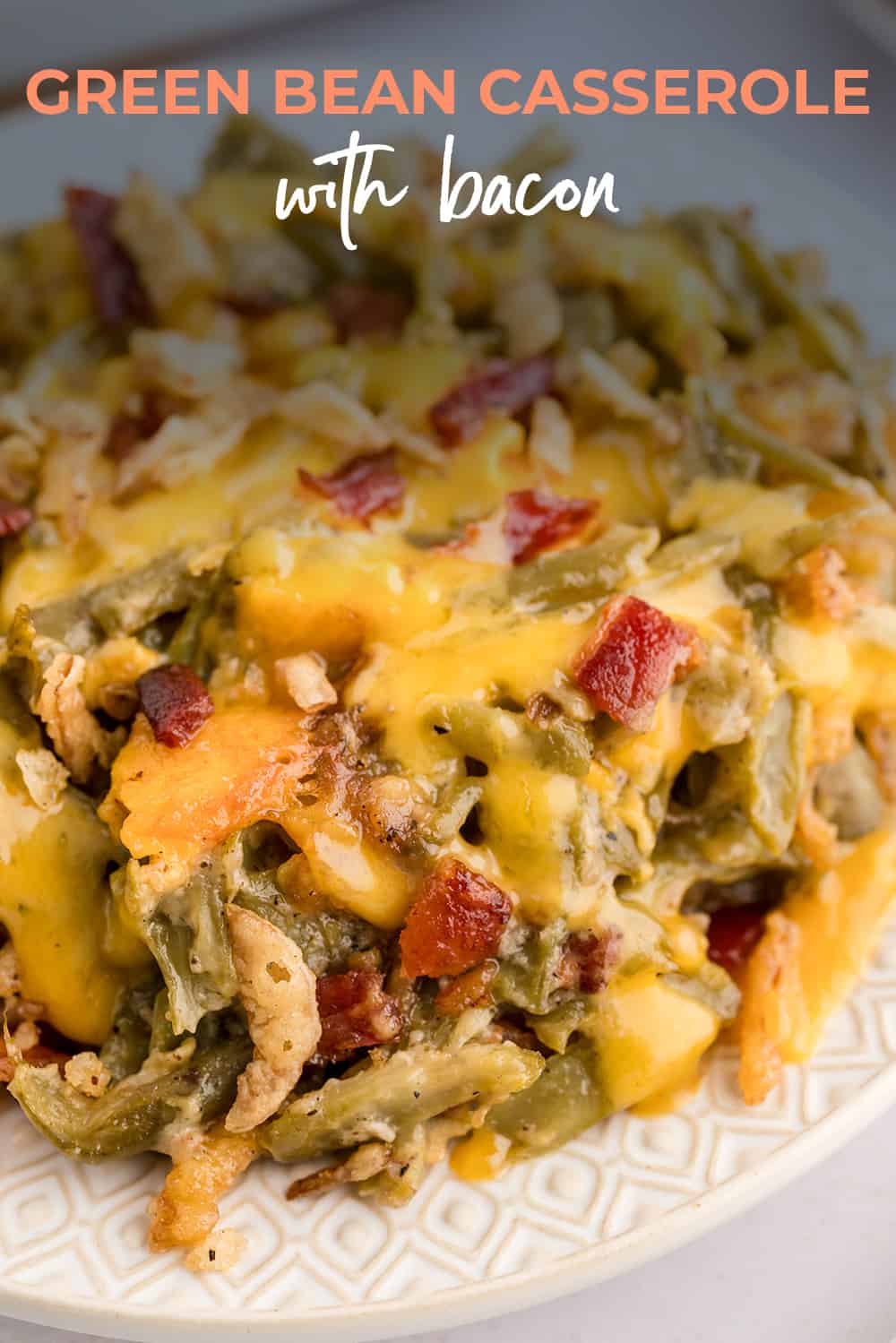 Plate full of green bean casserole recipe.