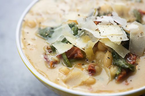 Tuscan White Bean Soup in the slow cooker | Buns In My Oven