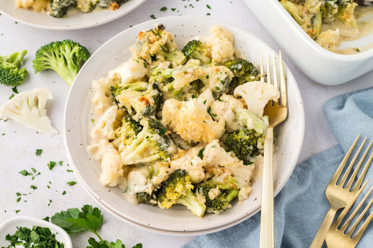 Broccoli and Cauliflower Gratin