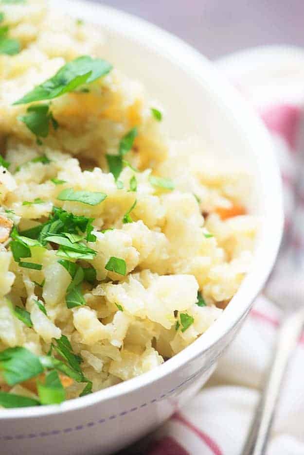 If you've ever wondered how to make risotto low carb, you're going to love this cauliflower risotto recipe! It's one of my favorite low carb side dishes!