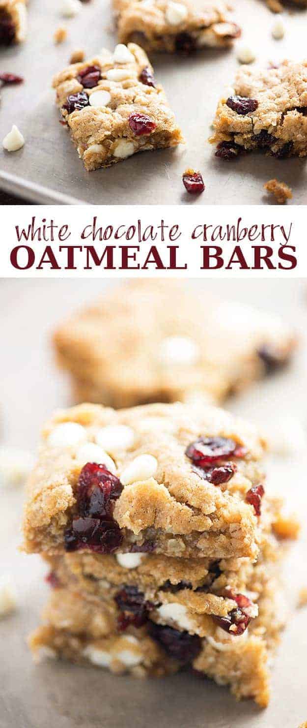 A close up of cranberry oatmeal bars.