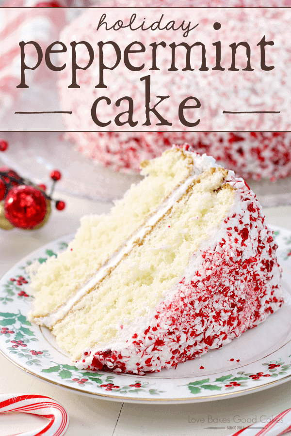 A white cake with a peppermint icing on a small dessert plate.