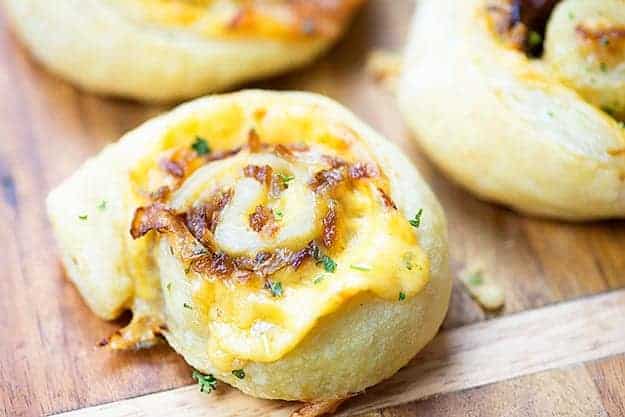 Cheesy Caramelized Onion Pinwheels