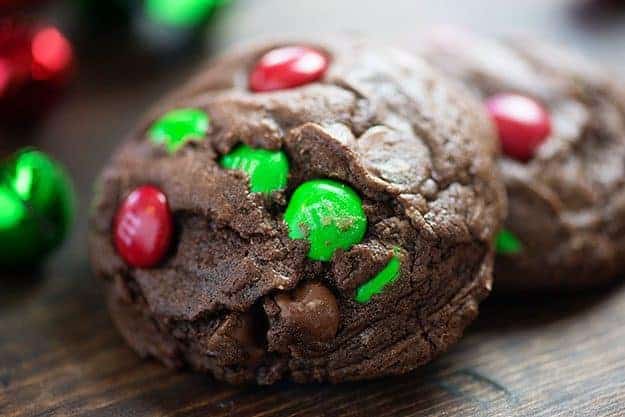 These double chocolate chip cookies are all dressed up for Christmas! Wait until you try these thick chewy cookies!