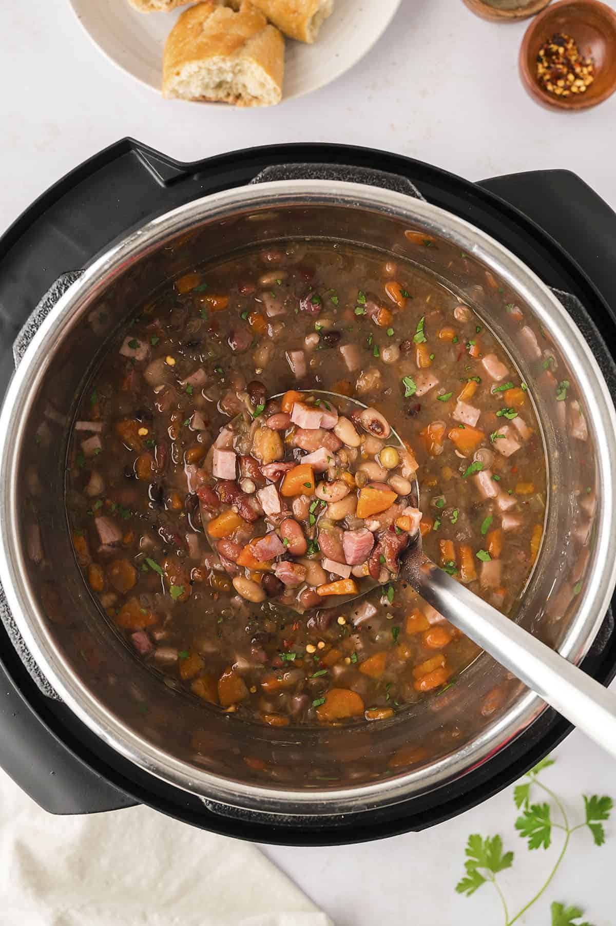 Ham and bean soup in Instant Pot.