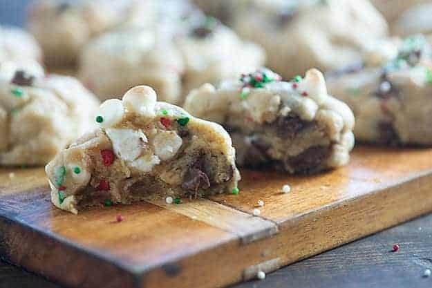 These white chocolate chip cookies are the easiest Christmas cookies you'll make and they're HUGE, THICK, and super CHEWY! 