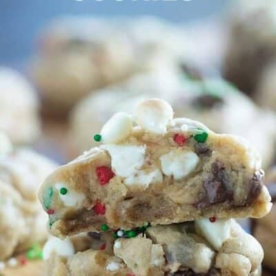 These white chocolate chip cookies are the easiest Christmas cookies you'll make and they're HUGE, THICK, and super CHEWY!