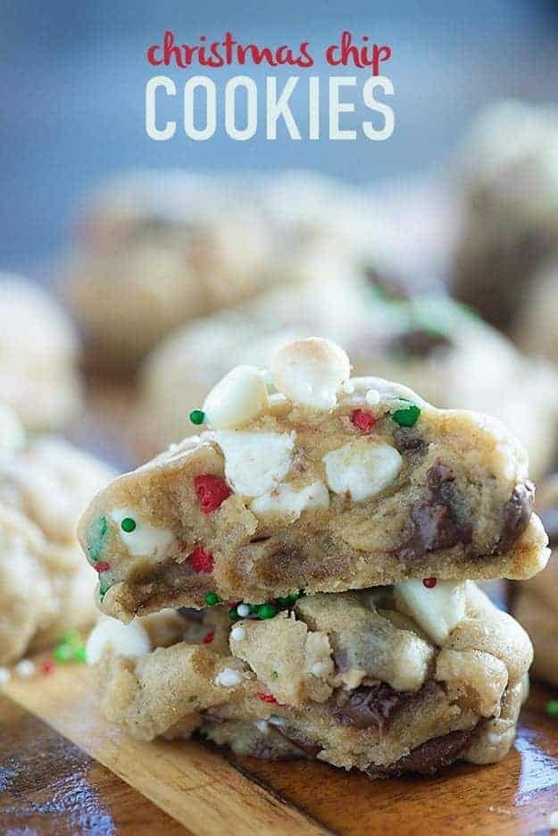 These white chocolate chip cookies are the easiest Christmas cookies you'll make and they're HUGE, THICK, and super CHEWY!