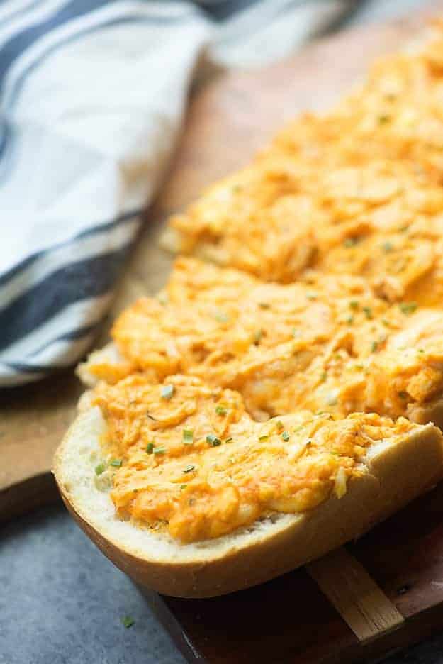 We love all of the flavors in this buffalo chicken dip bread.