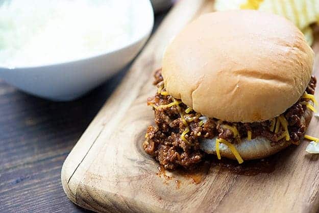 Instead of the usual sloppy joes, I made a chili version! My kids love these little sandwiches!