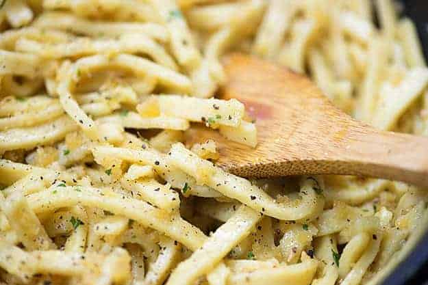 Butter noodles with garlic!