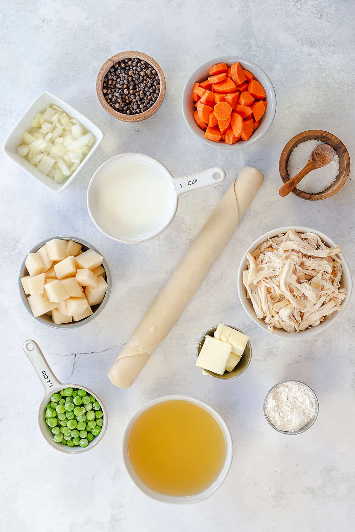 ingredients for chicken pot pie.