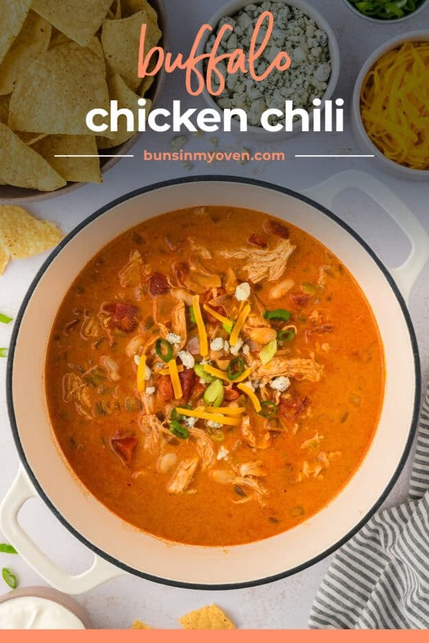 Pot full of chicken chili.