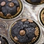 We love these easy banana muffins - filled with two types of chocolate and so fudgy!