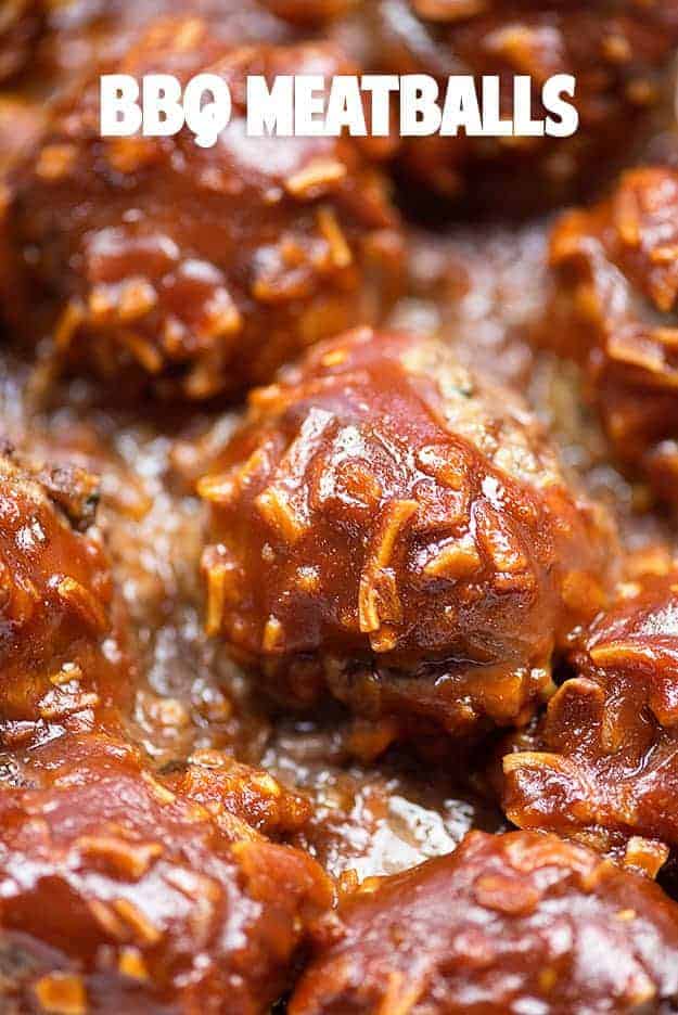 We love these bbq meatballs served over mashed potatoes!