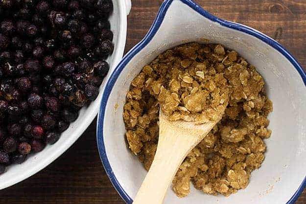 Wait until you see what the topping for this blueberry crisp is made out of!