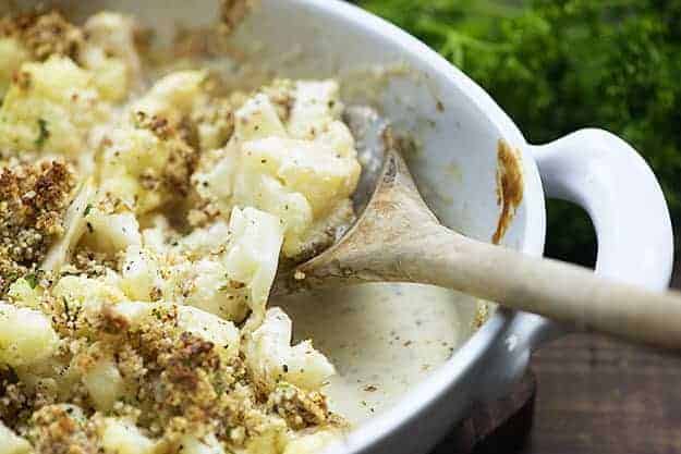 keto mac and cheese in baking dish