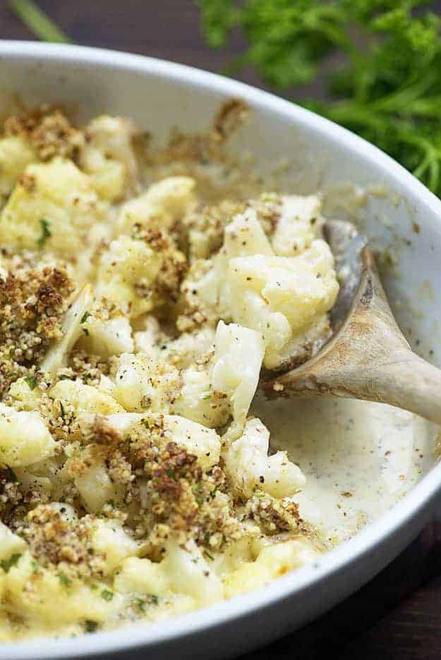 We're obsessed with this low carb keto cauliflower mac and cheese!