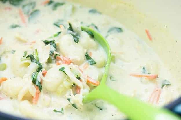 This recipe for chicken gnocchi soup is a family favorite. The gnocchi is so goooooood!