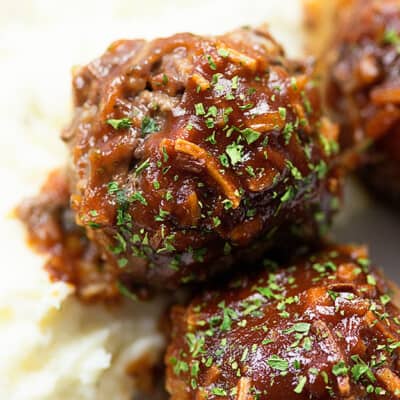 I'm obsessed with these homemade meatballs. They're baked in a tangy homemade bbq sauce.