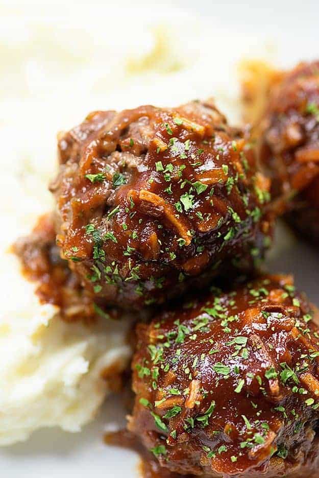 I'm obsessed with these homemade meatballs. They're baked in a tangy homemade bbq sauce.