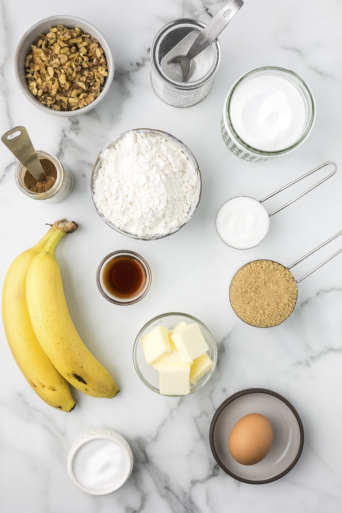 Ingredients for banana bread muffins.