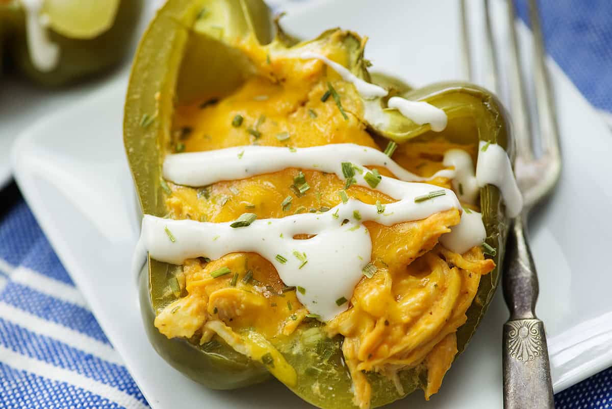 Buffalo Chicken Stuffed Peppers (Low Carb, Keto)