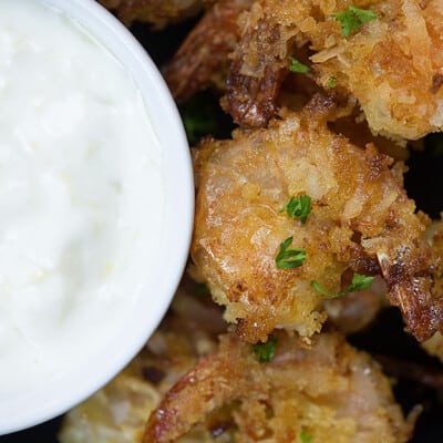 Coconut shrimp with a pineapple rum dipping sauce!