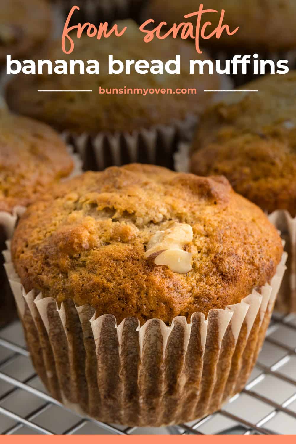 Close up of banana bread muffin.