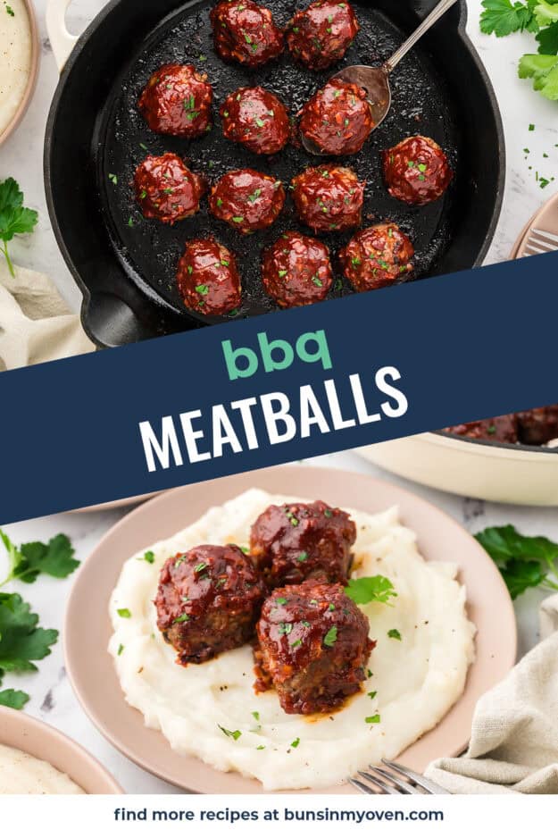 Collage of barbecue meatball images.