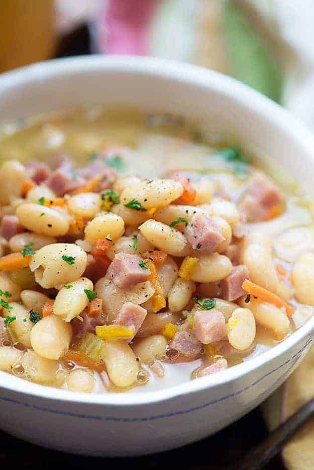 bean and ham soup in bowl
