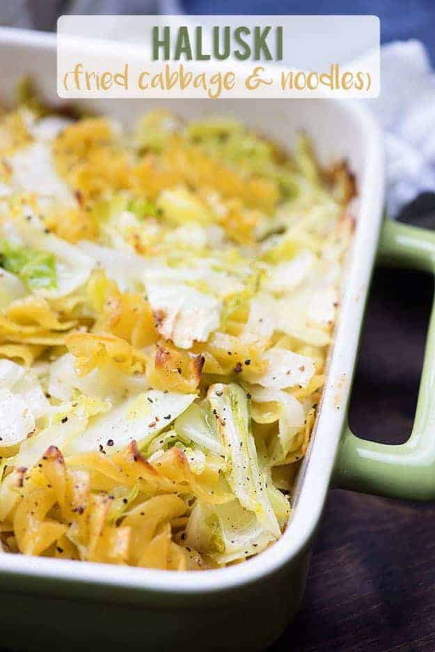 Haluski - fried cabbage and noodles! It's a traditional Polish dish that turns out to be pure comfort food! fried cabbage and noodles recipe in baking dish