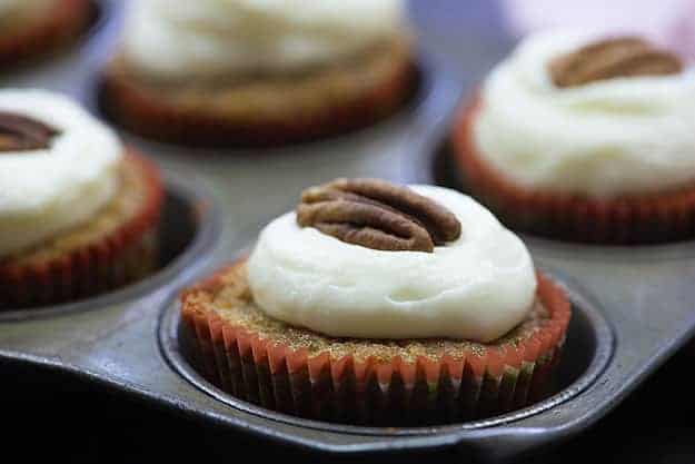carrot cake cupcakes in muffin tin