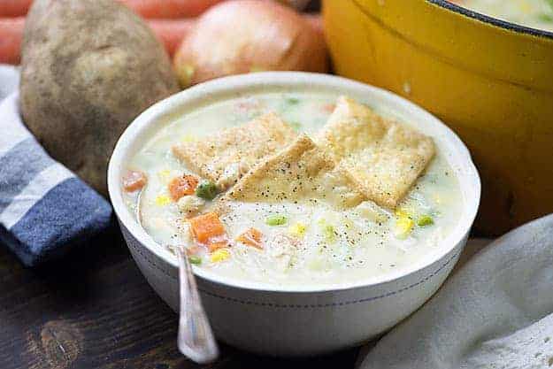 easy chicken soup recipe in white bowl