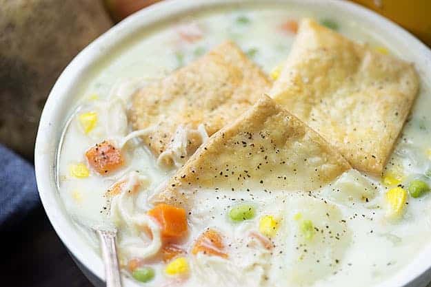 chicken soup recipe in white bowl