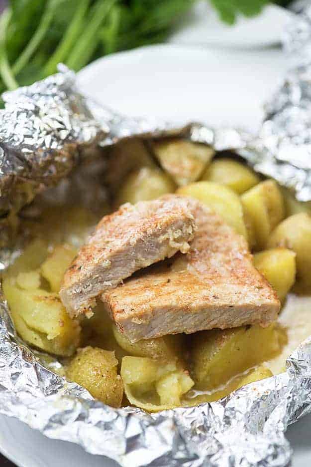 foil packet dinners with pork chops and potatoes